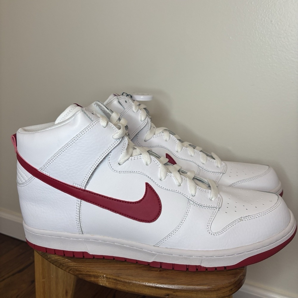 Nike Dunk High White Red Gym Mens High Top Sneakers 904233-102 Size 14 Deadstock